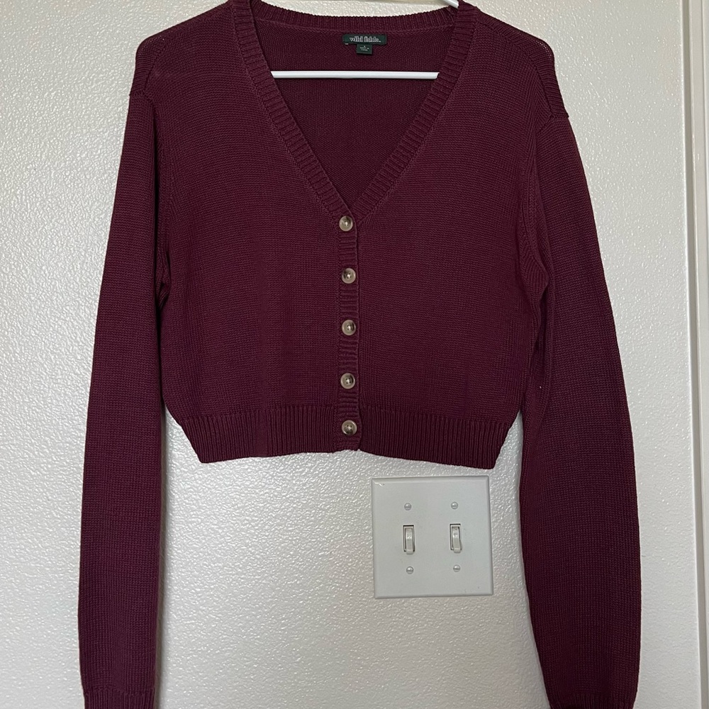 Button Down Cropped Cardigan